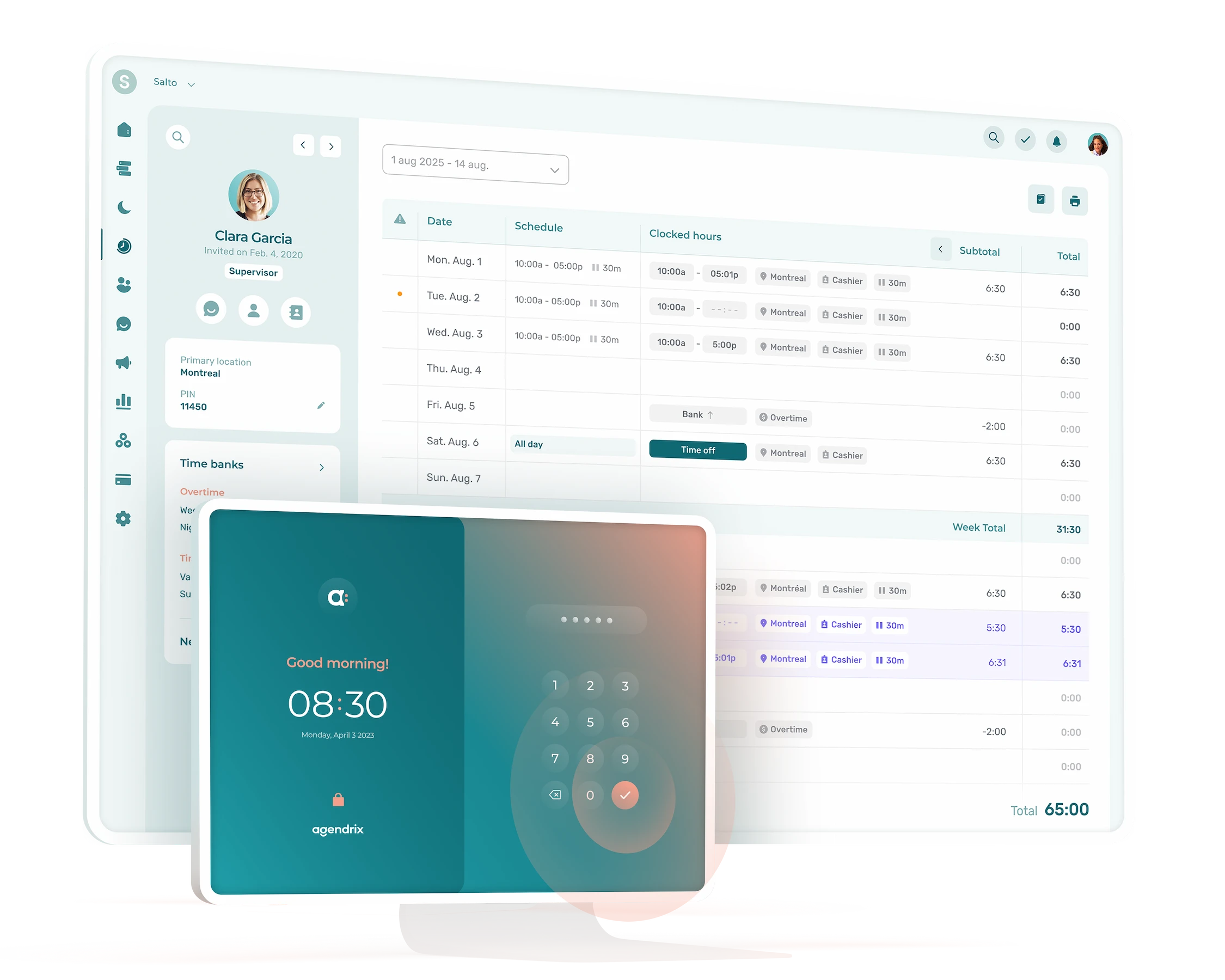 Agendrix time and attendance software screenshot